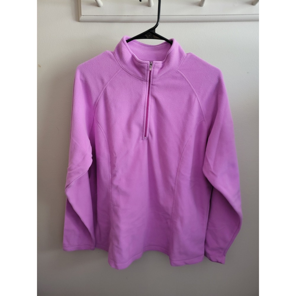LL Bean Womens XL Purple Lightweight Fleece Quarter Zip Pullover Base Layer Hike